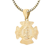 Firefighter Pendant In Gold With Chain - 2.2mm Box Chain