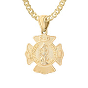 Firefighter Pendant In Gold With Chain - 2.6mm Curb Chain