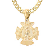 Firefighter Pendant In Gold With Chain - 3.6mm Curb Chain