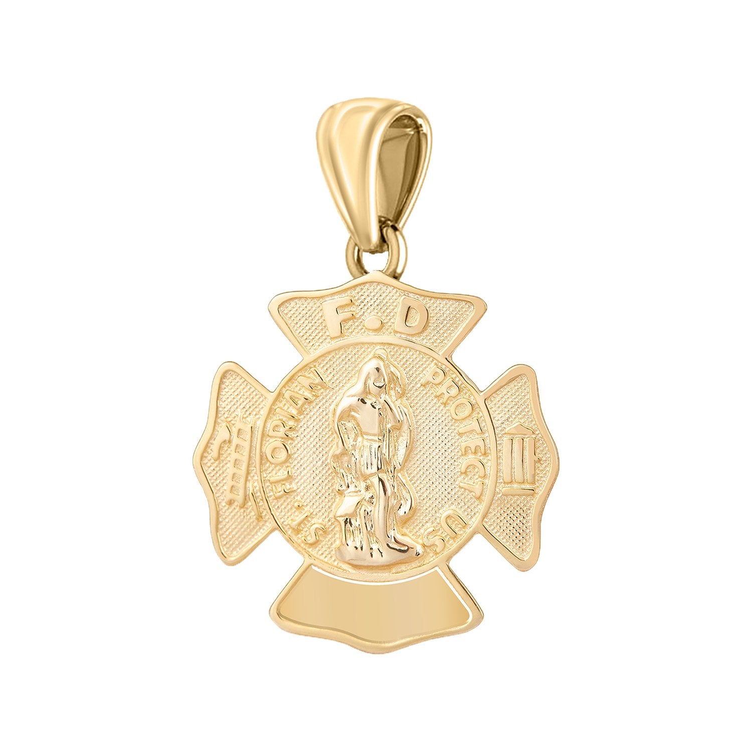 Firefighter Pendant In Gold With Chain - Pendant Only