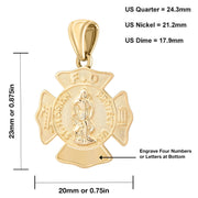 Firefighter Pendant In Gold With Chain - Size Description