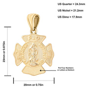 Firefighter Pendant of 14K Gold For Men - Size Details