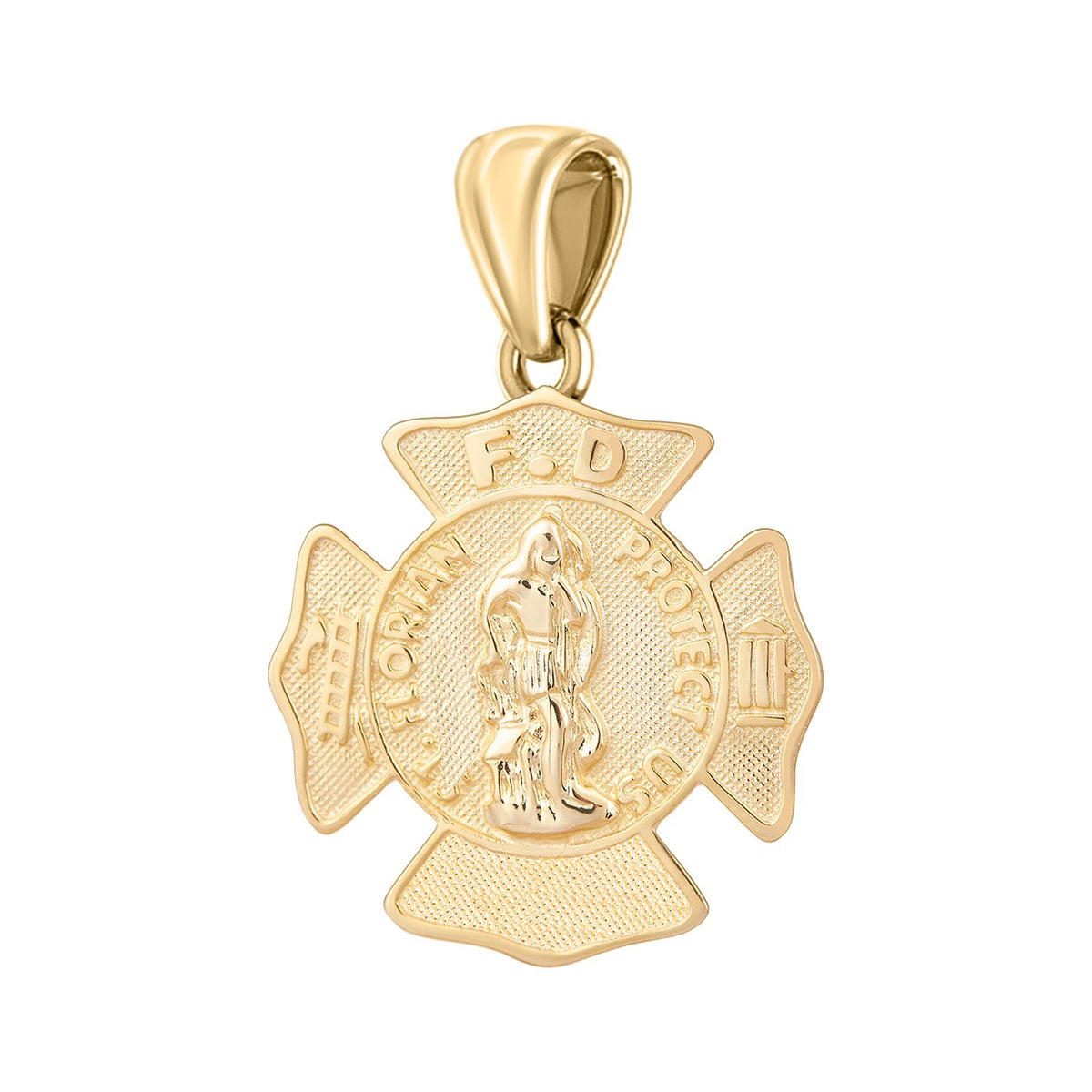 Firefighter Pendant of 14K Gold For Men - No Chain