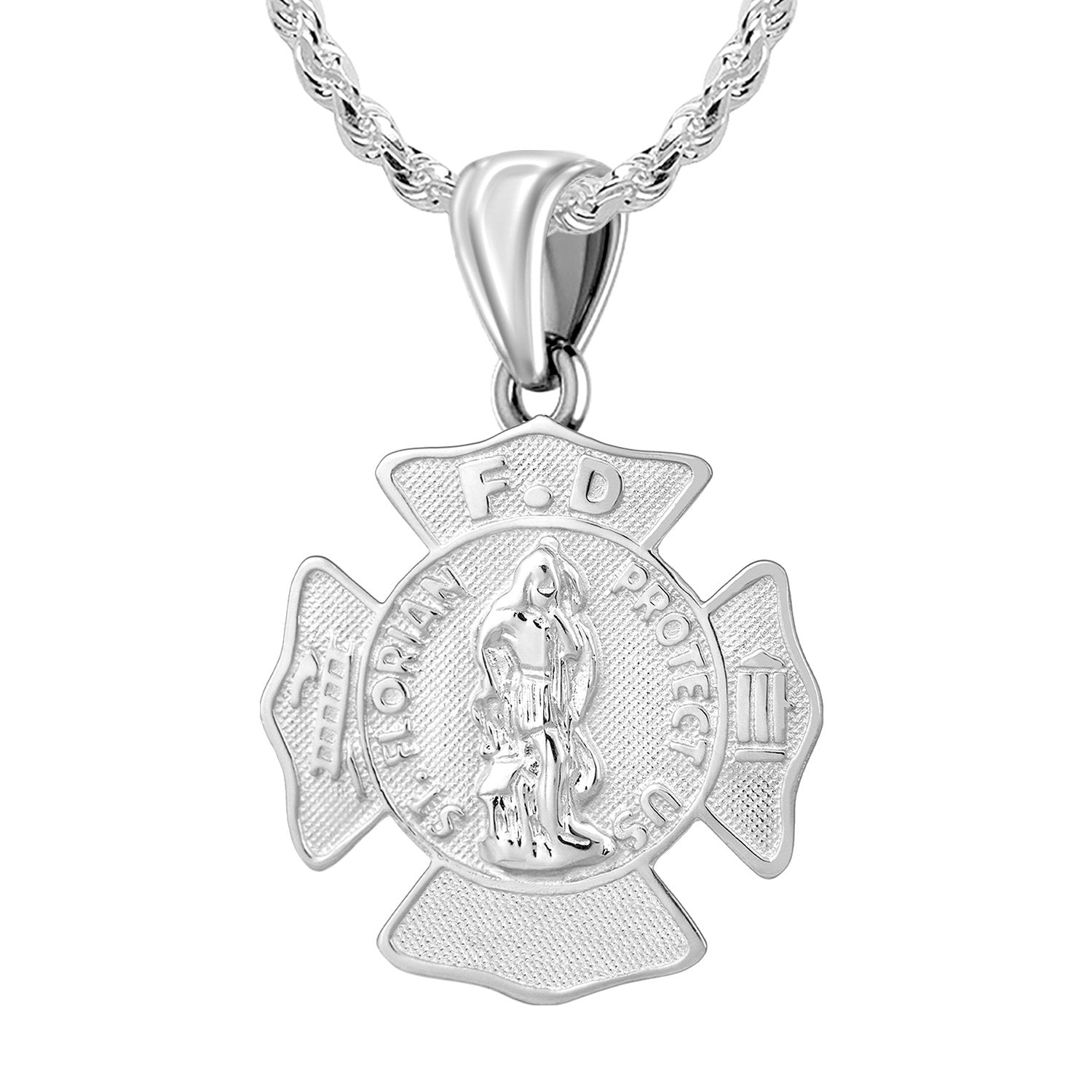 Firefighter Pendant In 925 Silver - 2.5mm Rope Chain