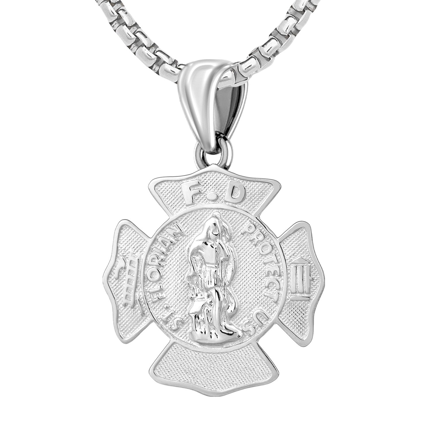 Firefighter Pendant In 925 Silver - 2.6mm Box Chain