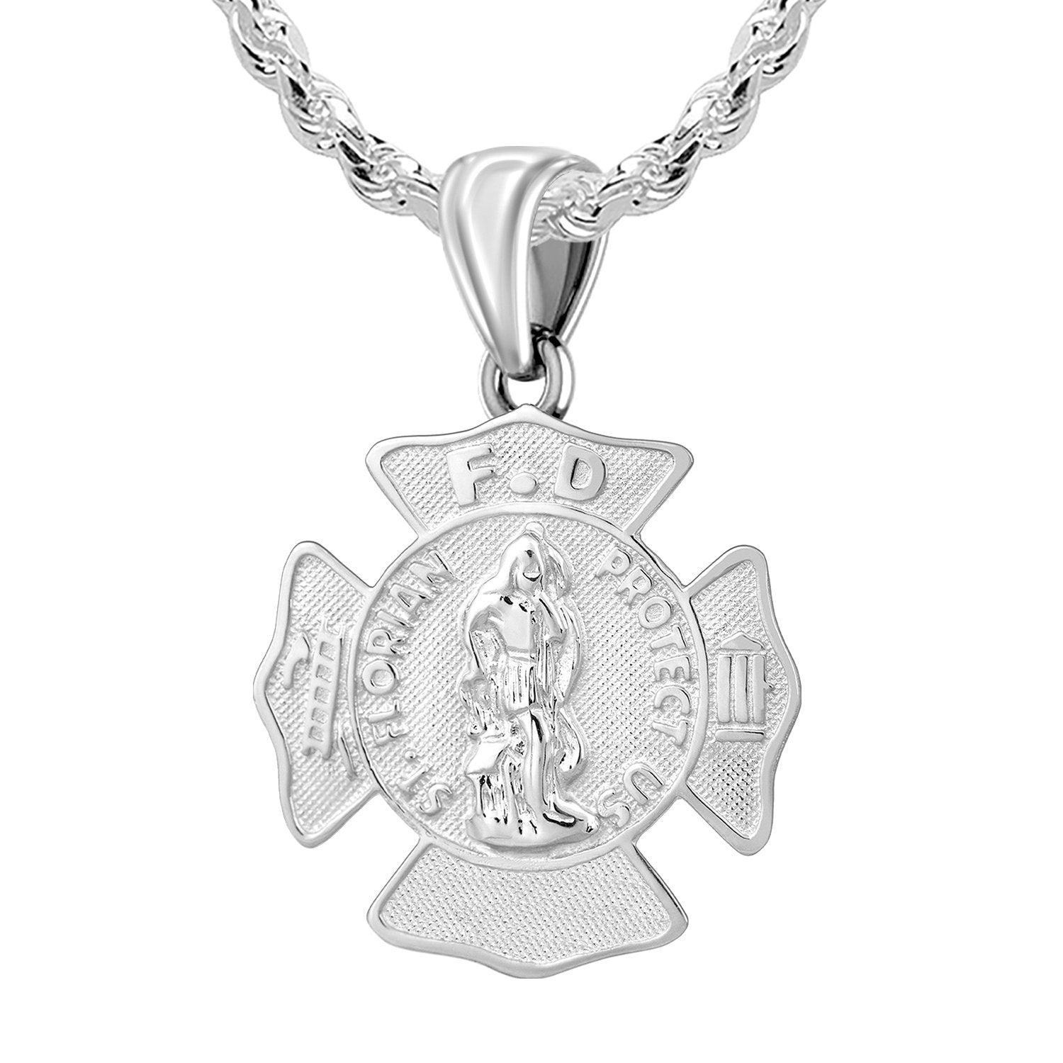 Firefighter Pendant In 925 Silver - 3mm Rope Chain