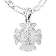 Firefighter Pendant In 925 Silver - 4.5mm Figaro Chain