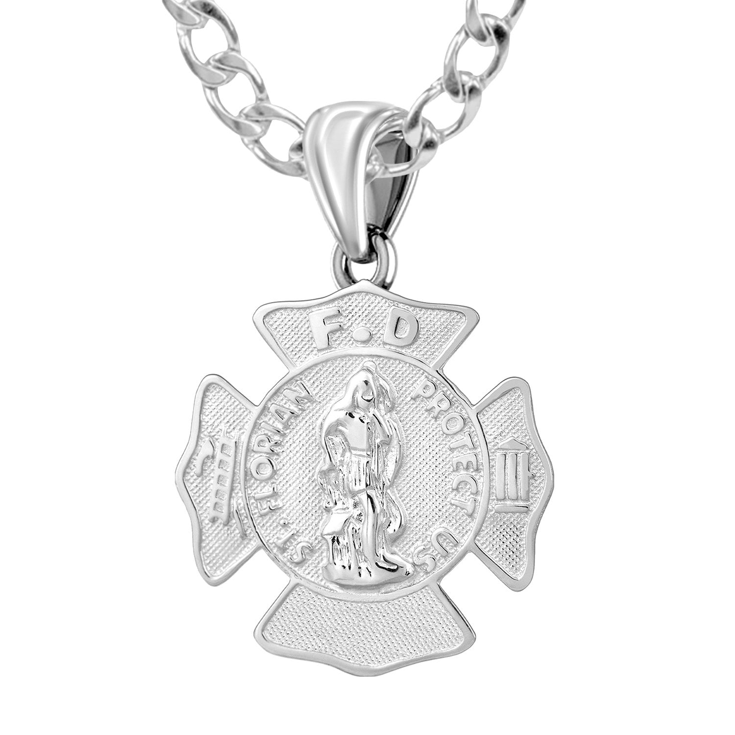 Firefighter Pendant In 925 Silver - 4mm Curb Chain