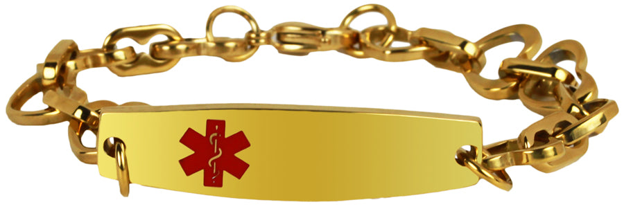 Medical Alert Gold Plated Stainless Steel 8 1/2" Bracelet