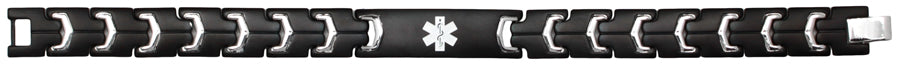 Engravable Black Stainless Steel Medical Alert ID Bracelet