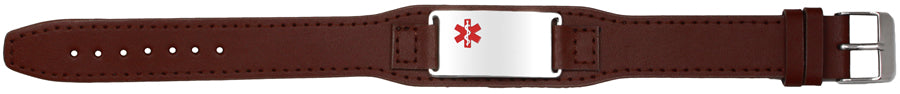 Engravable Leather & Stainless Steel Medical Alert Bracelet