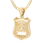 Police Badge Necklace In Gold of 26mm - 2.8mm Figaro Chain