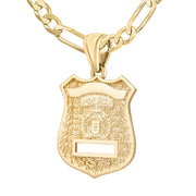Police Badge Necklace In Gold of 26mm - 4.4mm Figaro Chain