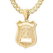 Police Badge Necklace In Gold of 26mm - 4.6mm Curb Chain