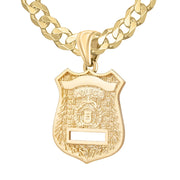 Police Badge Necklace In Gold of 26mm - 5.7mm Curb Chain