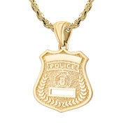 14K Gold Police Badge Necklace For Men - 3.5mm Rope Chain