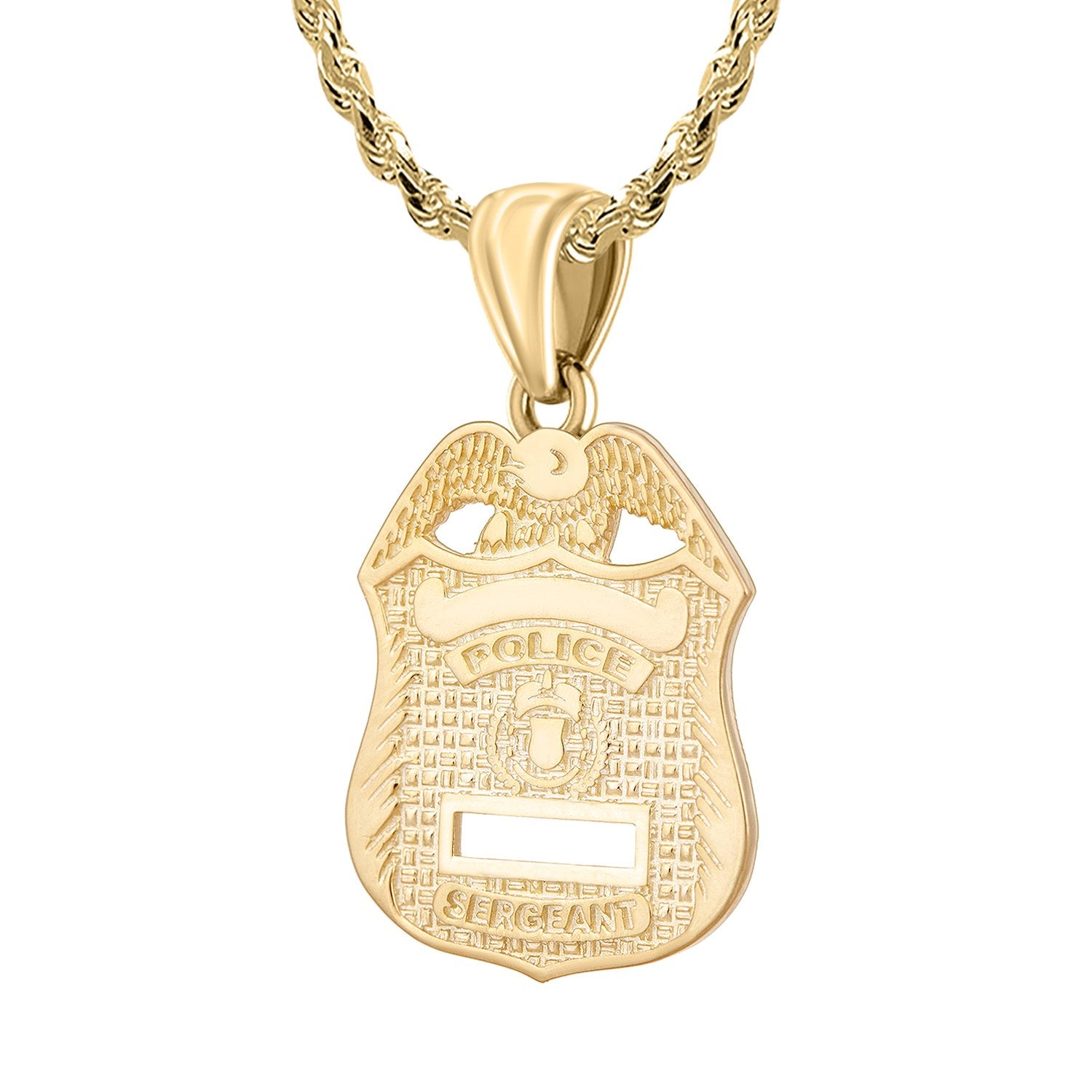 Police Badge Necklace In Gold For Men - 2.5mm Rope Chain