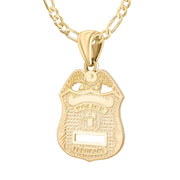 Police Badge Necklace In Gold For Men - 2.8mm Figaro Chain