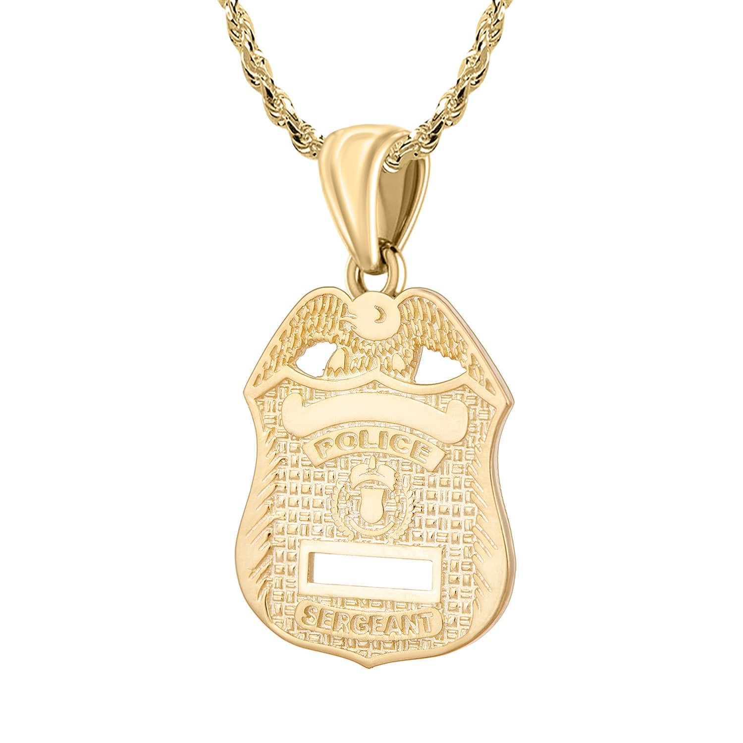Police Badge Necklace In Gold For Men - 2mm Rope Chain