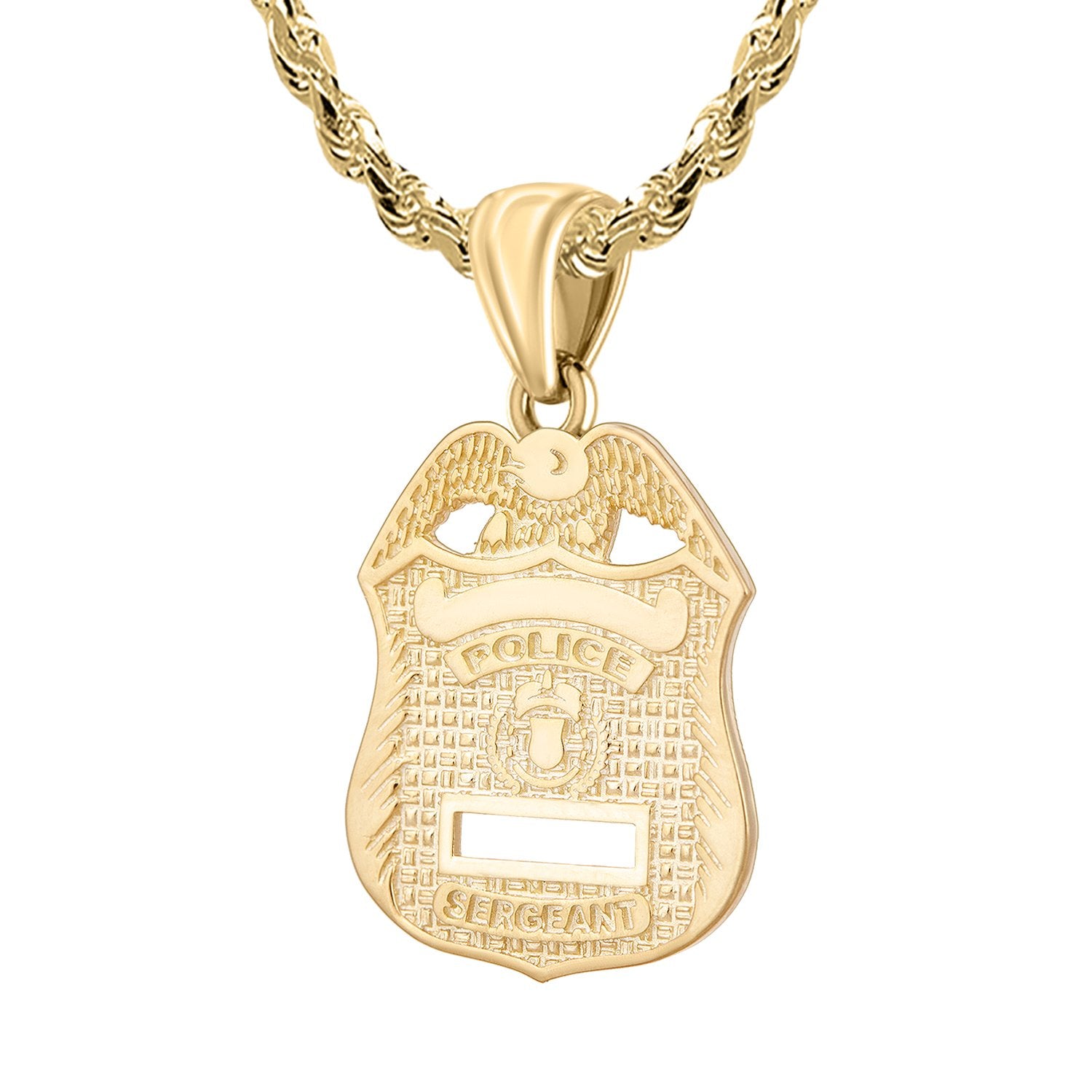Police Badge Necklace In Gold For Men - 3.5mm Rope Chain