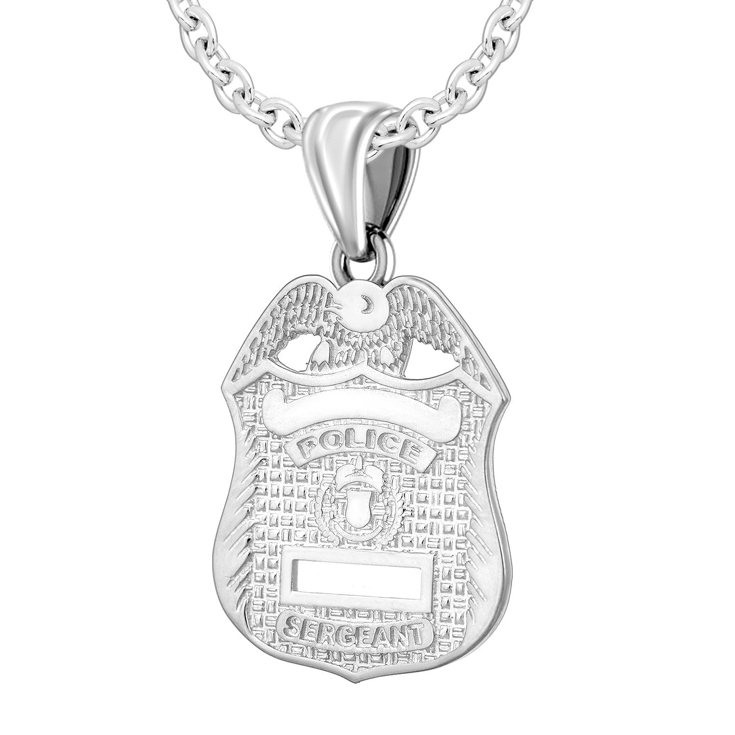 Silver Police Badge Necklace For Men - 2.5mm Cable Chain