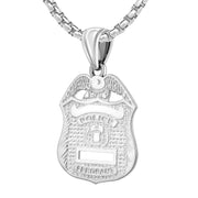 Silver Police Badge Necklace For Men - 2.6mm Box Chain