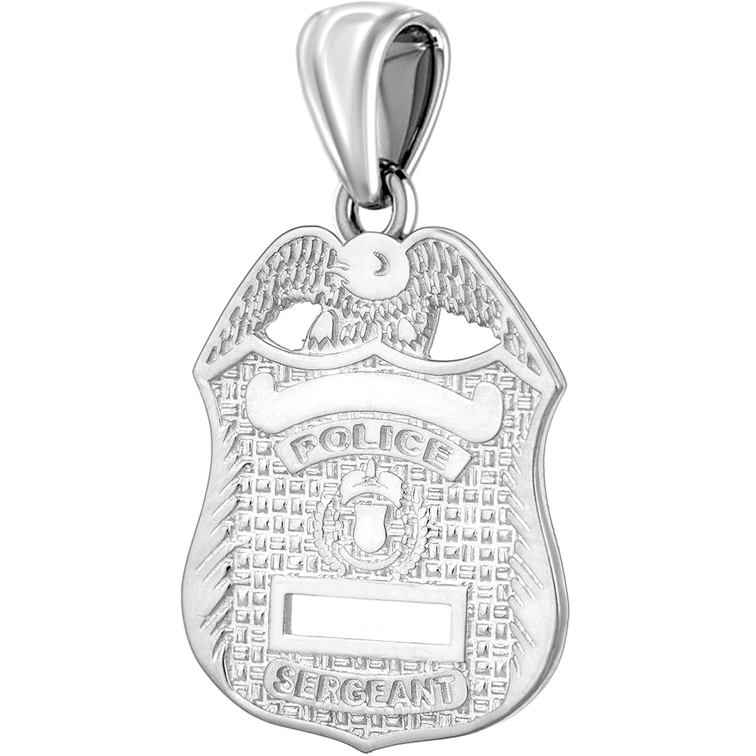 Silver Police Badge Necklace For Men - Pendant Only
