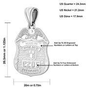 Silver Police Badge Necklace For Men - Sizing Details