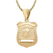 Gold Police Badge Necklace For Men - 2mm Rope Chain