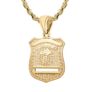 Gold Police Badge Necklace For Men - 3.5mm Rope Chain