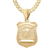 Gold Police Badge Necklace For Men - 3.6mm Curb Chain