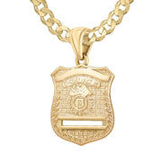 Gold Police Badge Necklace For Men - 4.6mm Curb Chain