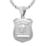 Police Badge Necklace In Silver - 3mm Rope Chain