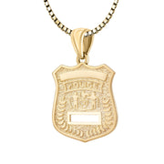 Police Badge Necklace In Gold For Ladies - 1.5mm Box Chain