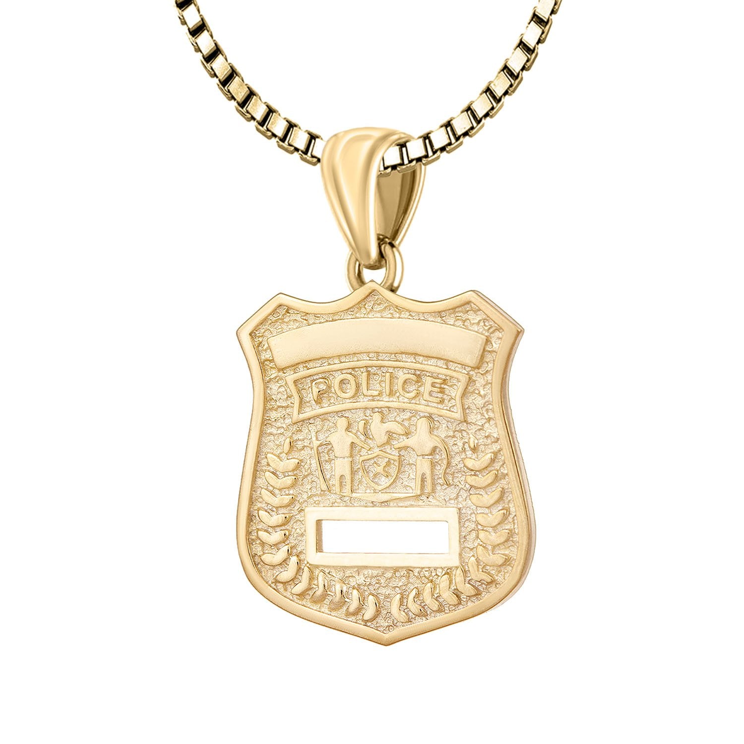 Police Badge Necklace In Gold For Ladies - 2.2mm Box Chain