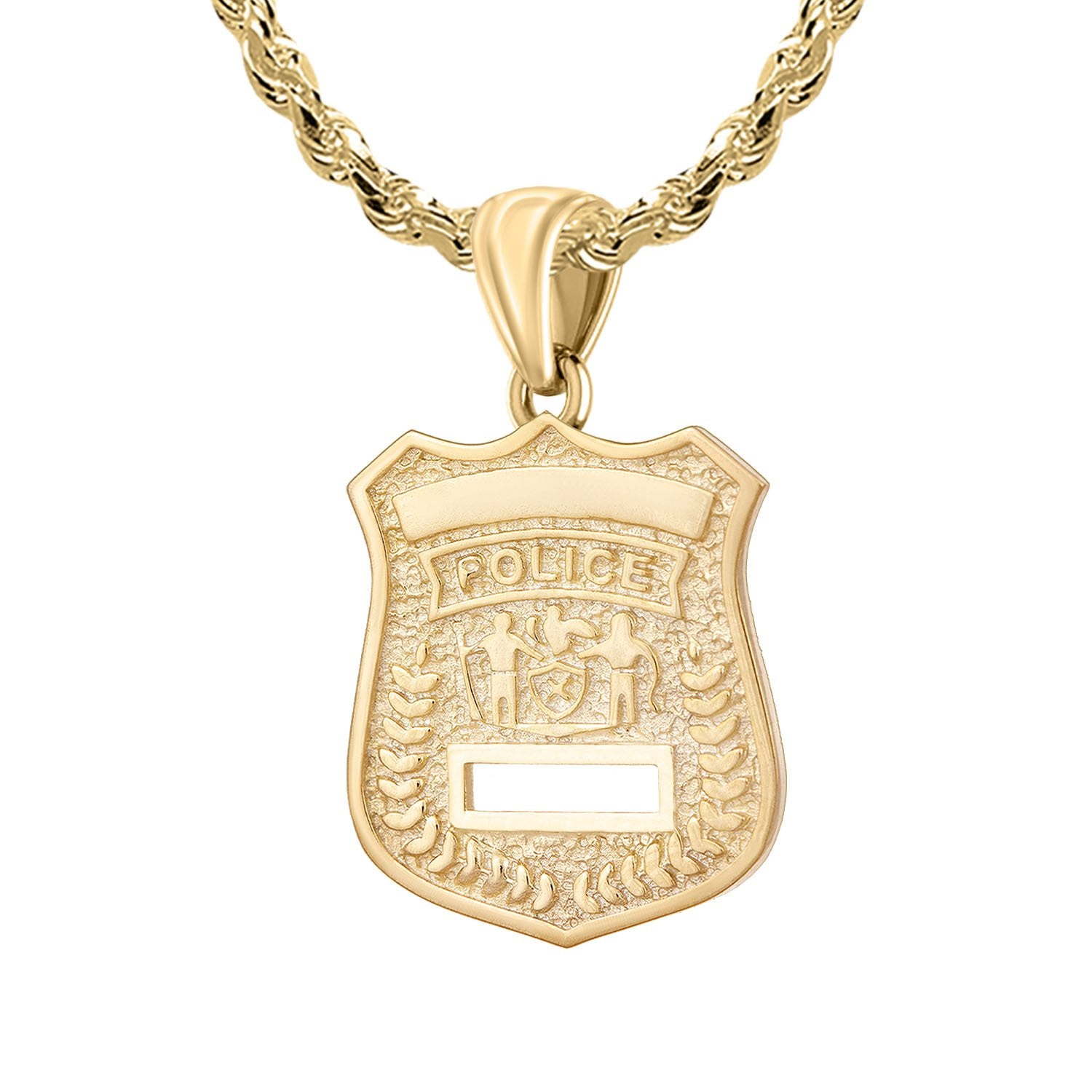 Police Badge Necklace In Gold For Ladies - 2.5mm Rope Chain