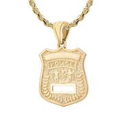 Police Badge Necklace In Gold For Ladies - 2mm Rope Chain