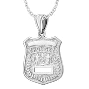 Police Badge Necklace - Sterling Silver Pendant of 22mm