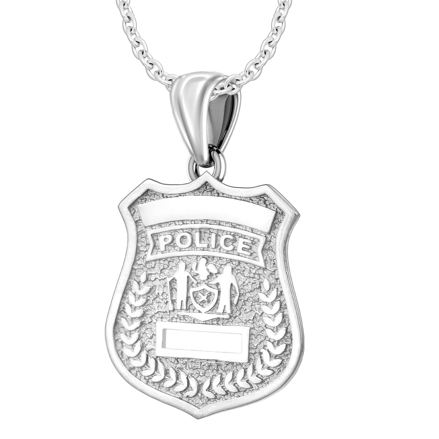 Silver Police Badge Necklace For Women - 1.2mm Cable Chain