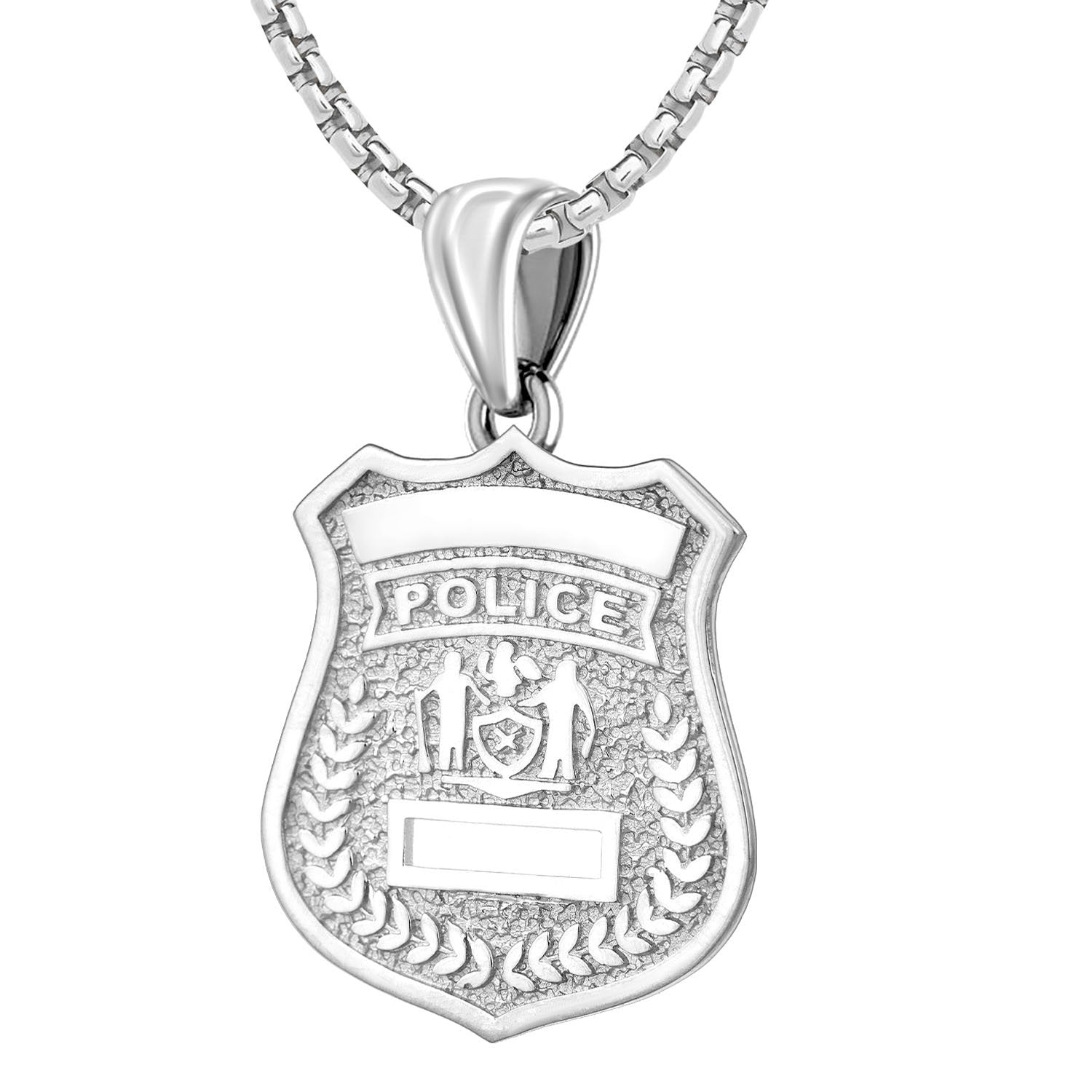  Silver Police Badge Necklace For Women - 1mm Box Chain