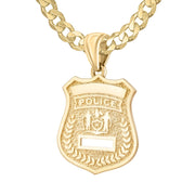 Gold Police Badge Necklace With Chain - 4.6mm Curb Chain