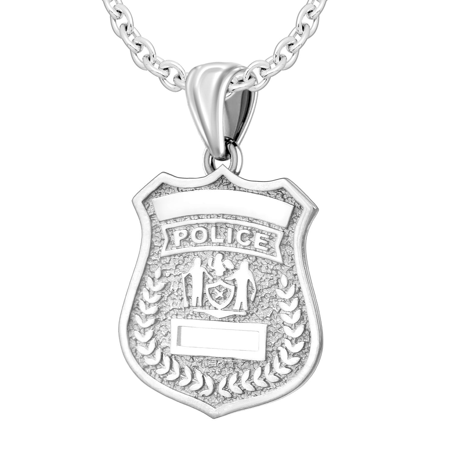 Police Badge Necklace In 925 Silver - 2.5mm Cable Chain