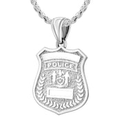 Police Badge Necklace In 925 Silver - 2.5mm Rope Chain