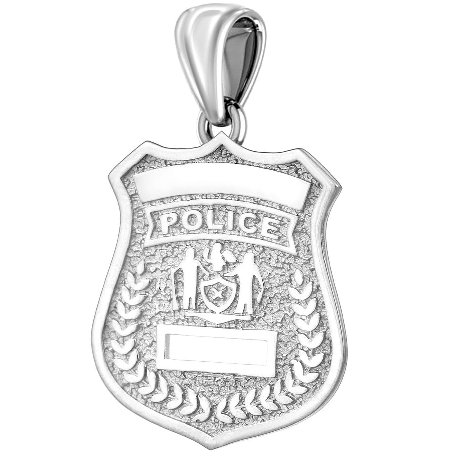 Police Badge Necklace In 925 Silver - Without Chain