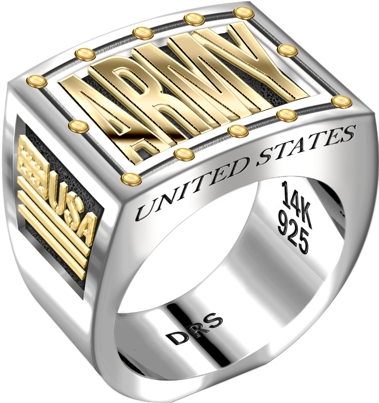 Men's Heavy Two Tone US Army Ring