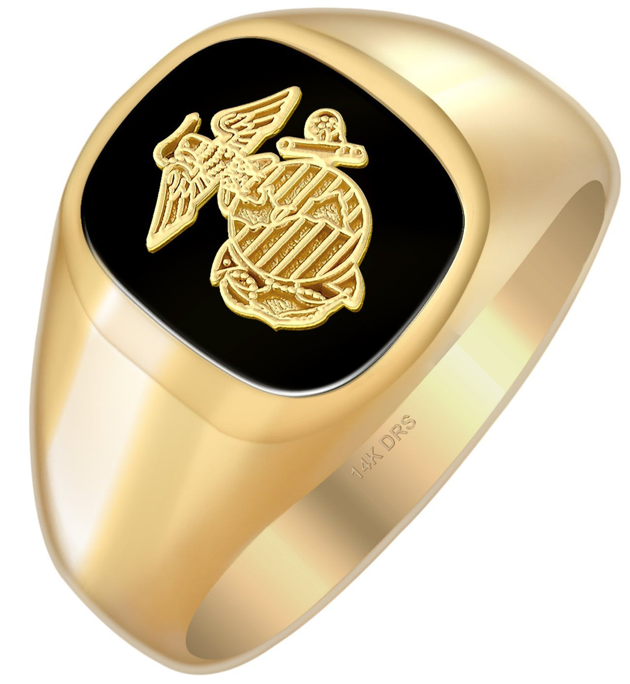 10k or 14k Yellow or White Gold US Marine Crops USMC Solid Back Ring