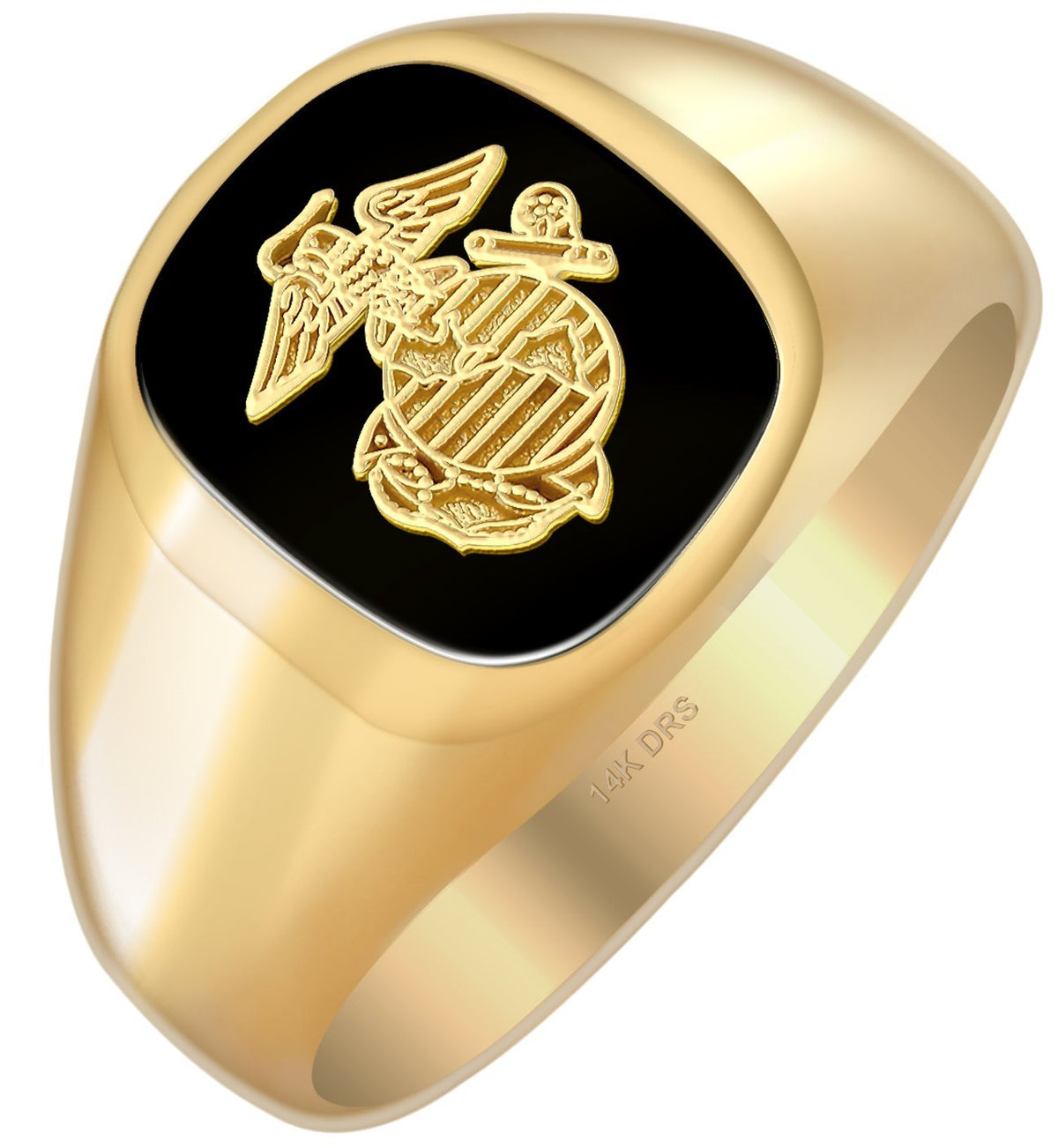 10k or 14k Yellow or White Gold US Marine Crops USMC Solid Back Ring