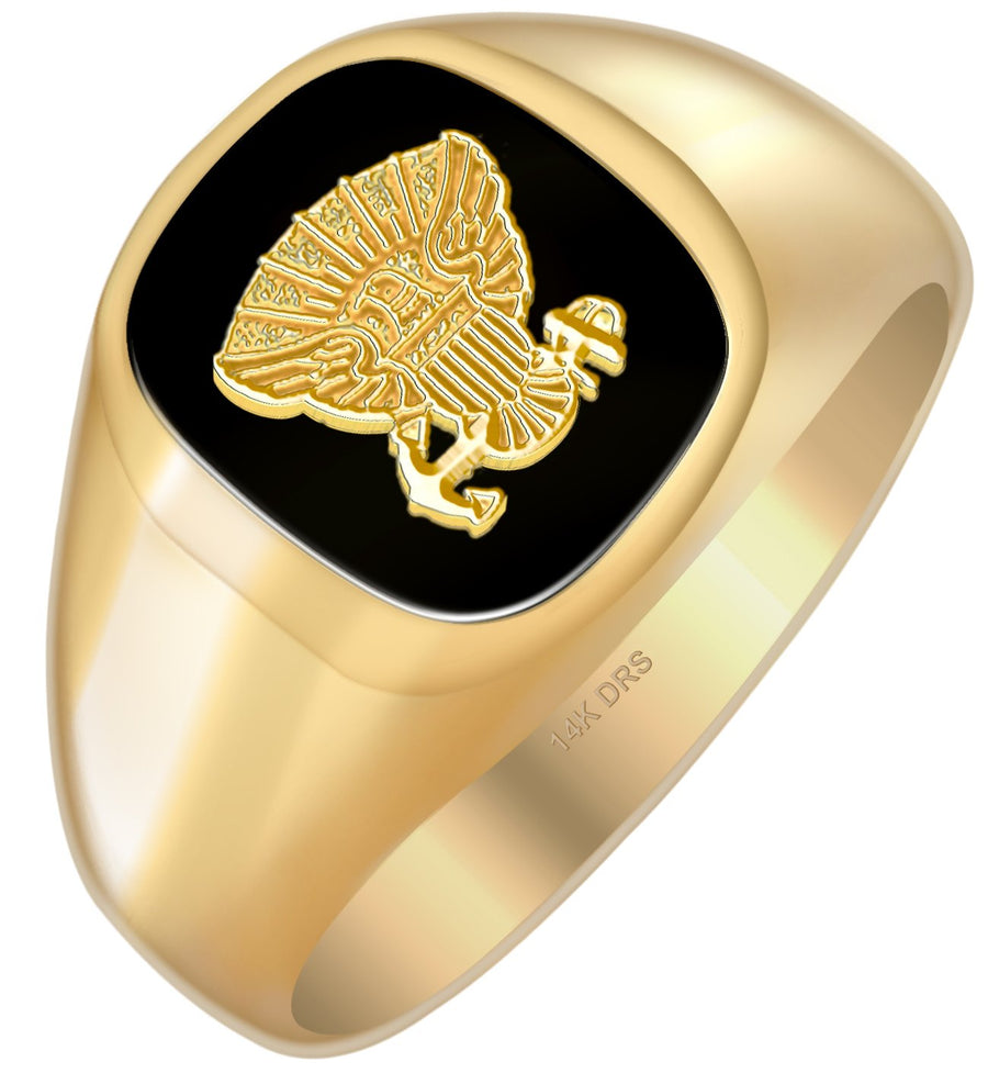 10k or 14k Yellow or White Gold US Navy USN Solid Back Ring