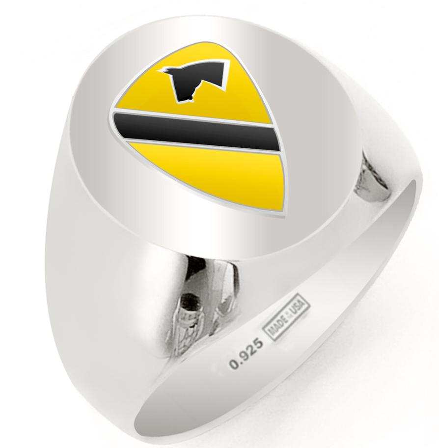 Customizable Men's 0.925 Sterling Silver or Gold Vermeil US Army Military Solid Back Ring