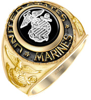 Sterling Silver or Vermeil US Marine Corps Solid Back Ring